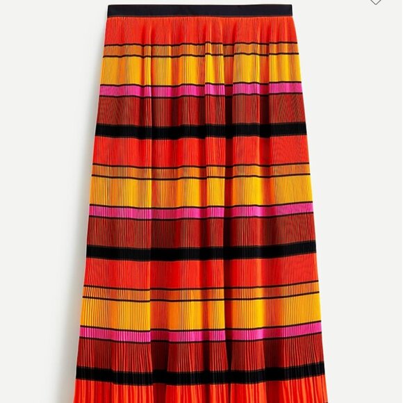 J. Crew Straight-Pleat Skirt in Multistripe - Orange, Pink, Yellow, Black - Picture 1 of 6